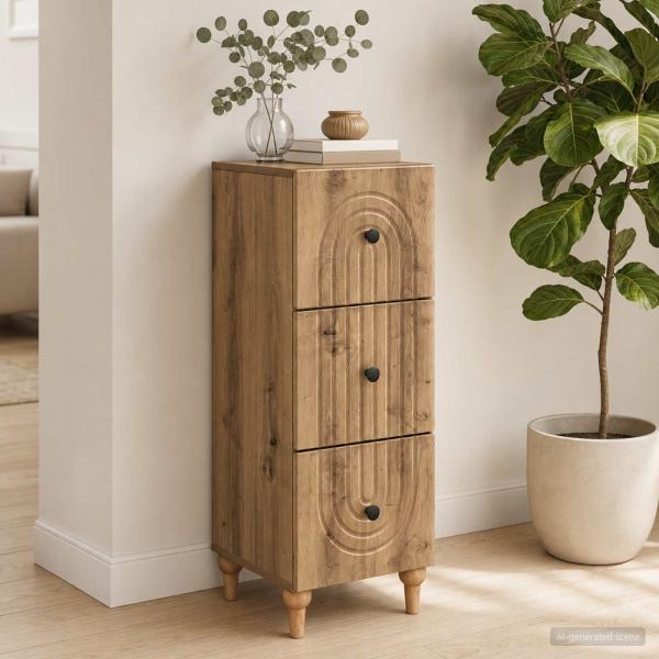 ARDEBO.de - Schubladenschrank 33 x 34,5 x 90 cm Holzwerkstoff Artisan-Eiche