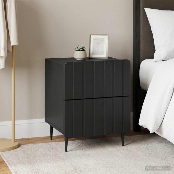 ARDEBO.de - Nachttisch 2 Stk. Schwarz 43 x 34,5 x 49,5 cm Holzwerkstoff