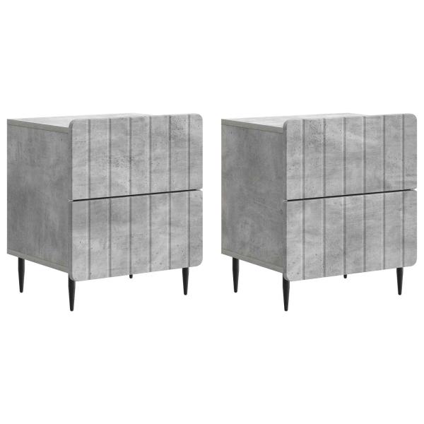 Nachttisch 2 Stk. Betongrau 43 x 34,5 x 49,5 cm Holzwerkstoff