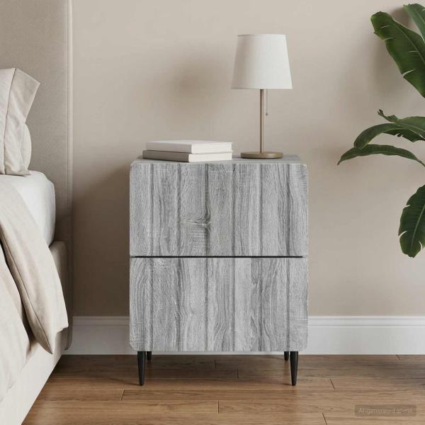 ARDEBO.de - Nachttisch Sonoma-Grau 43 x 34,5 x 49,5 cm Holzwerkstoff
