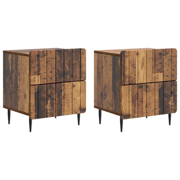 Nachttisch 2 Stk. Altholz 43 x 34,5 x 49,5 cm Holzwerkstoff