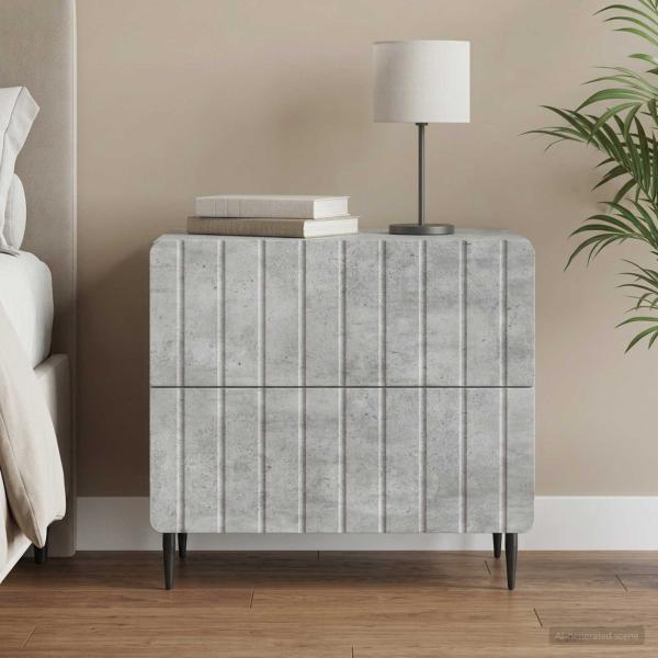 ARDEBO.de - Nachttisch Betongrau 62 x 34,5 x 49,5 cm Holzwerkstoff