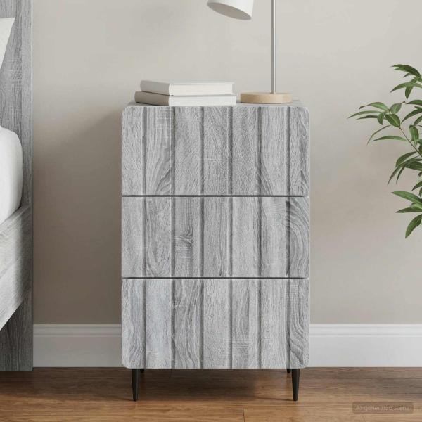 ARDEBO.de - Nachttisch Graues Sonoma 43 x 41 x 68 cm Holzwerkstoff