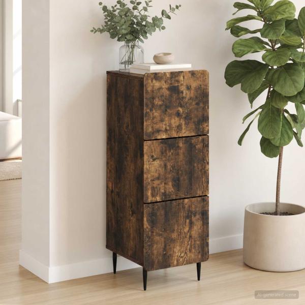 Schubladenschrank 33 x 34,5 x 92 cm Holzwerkstoff Räuchereiche