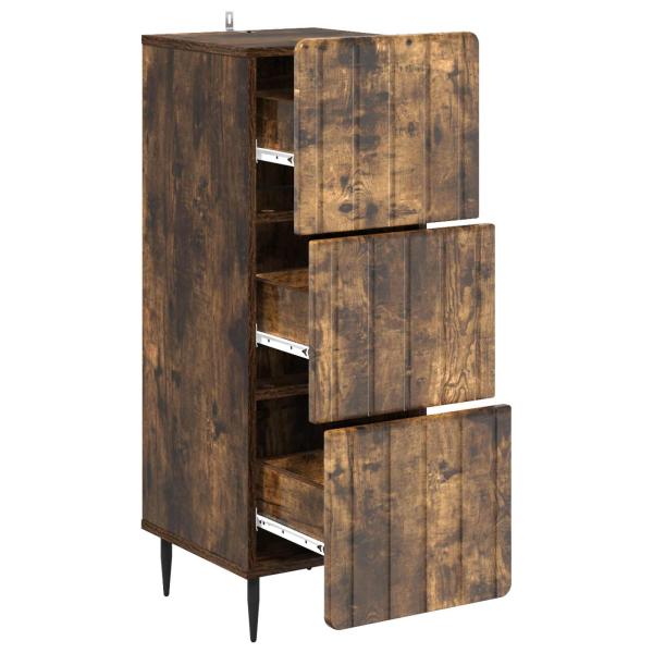 Schubladenschrank 33 x 34,5 x 92 cm Holzwerkstoff Räuchereiche