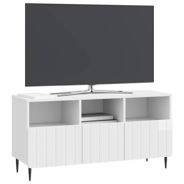 TV-Schränk Hochglanz Weiß 102 x 34,5 x 50 cm Holzwerkstoff