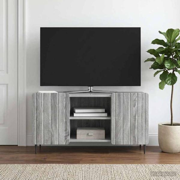 ARDEBO.de - TV-Schränk 102 x 34,5 x 52 cm Sonoma-Grau Holzwerkstoff