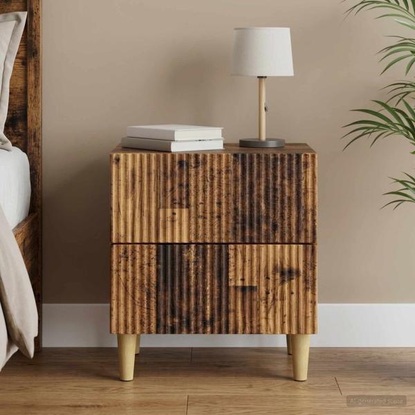 ARDEBO.de - Nachttisch Altholz 43 x 34,5 x 48 cm Holzwerkstoff