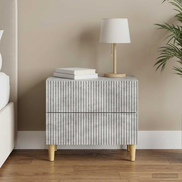 ARDEBO.de - Nachttisch Betongrau 62 x 34,5 x 48 cm Holzwerkstoff