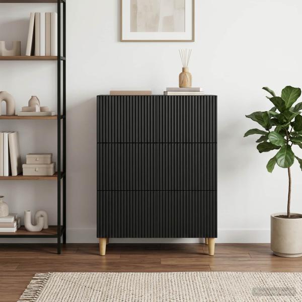 ARDEBO.de - Schubladenschrank 66 x 34,5 x 90 cm Holzwerkstoff Schwarz