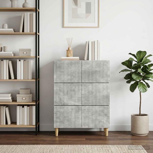 Schubladenschrank 66 x 34,5 x 90 cm Holzwerkstoff Betongrau
