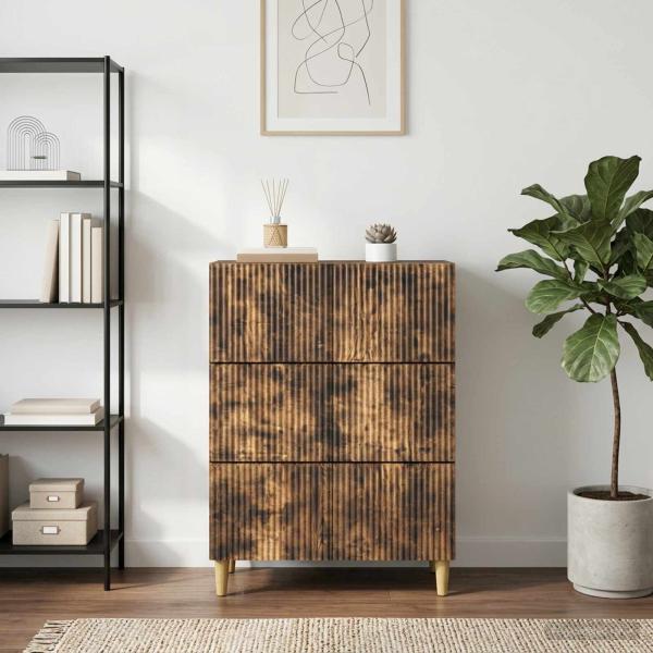 ARDEBO.de - Schubladenschrank 66 x 34,5 x 90 cm Holzwerkstoff Räuchereiche