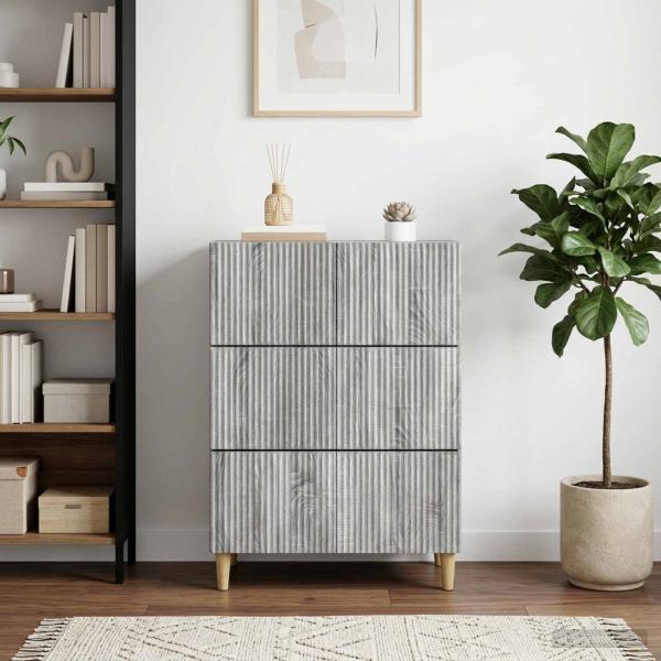 ARDEBO.de - Schubladenschrank 66 x 34,5 x 90 cm Holzwerkstoff Sonoma-Grau