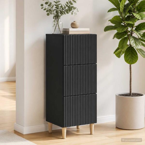 ARDEBO.de - Schubladenschrank Schwarz 33 x 34,5 x 90 cm Holzwerkstoff
