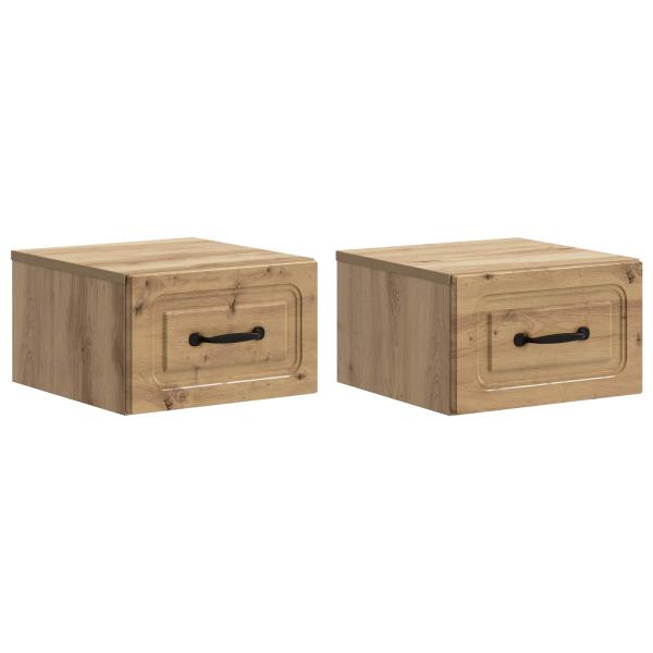 Wandmontierter Nachttisch 2 stk. Artisan-Eiche