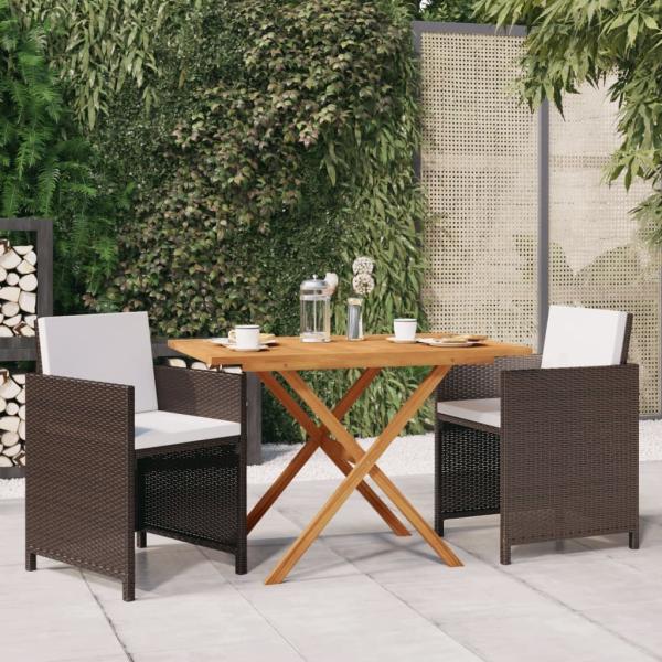 ARDEBO.de - 3-tlg. Garten-Essgruppe mit Kissen Braun