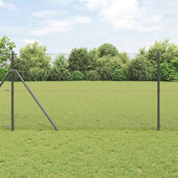 ARDEBO.de - Geschweißter Drahtzaun, bodenverankert 10 x 1 m Grau Netz