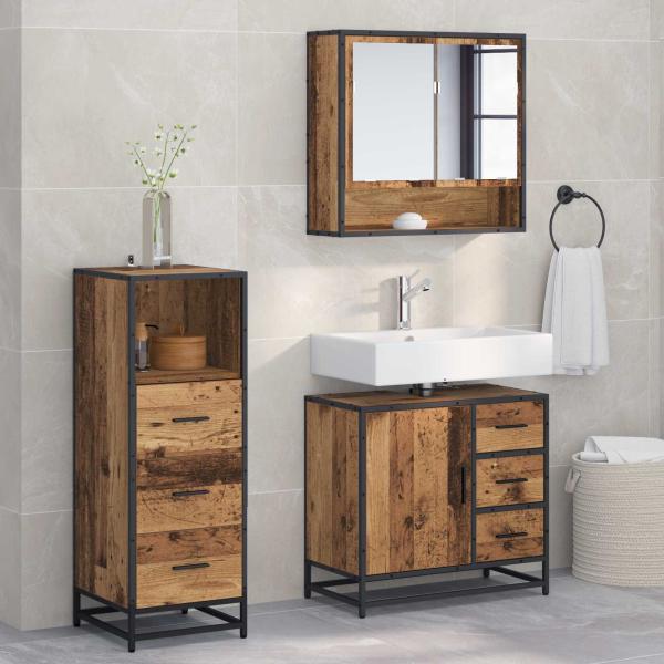 ARDEBO.de - Badezimmermöbel-Set 3 stk. Altholz 65 x 33 x 60 cm