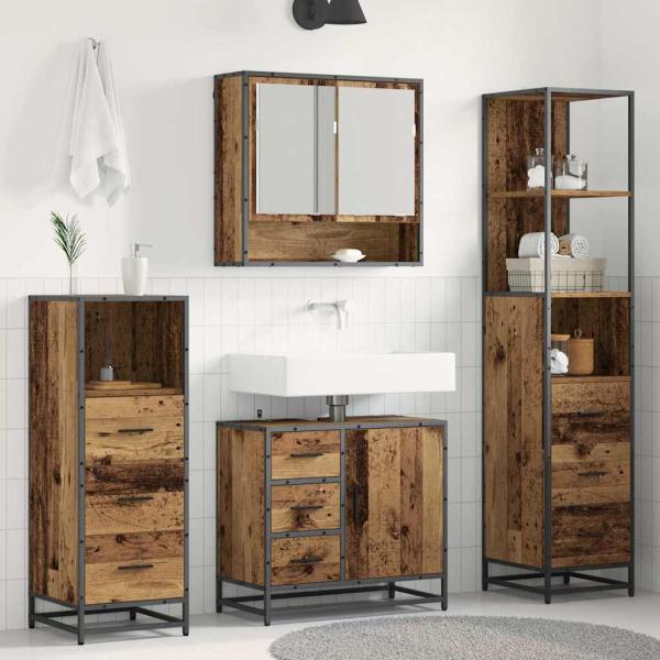 ARDEBO.de - Badezimmermöbel-Set 4 stk. Altholz 65 x 33 x 60 cm