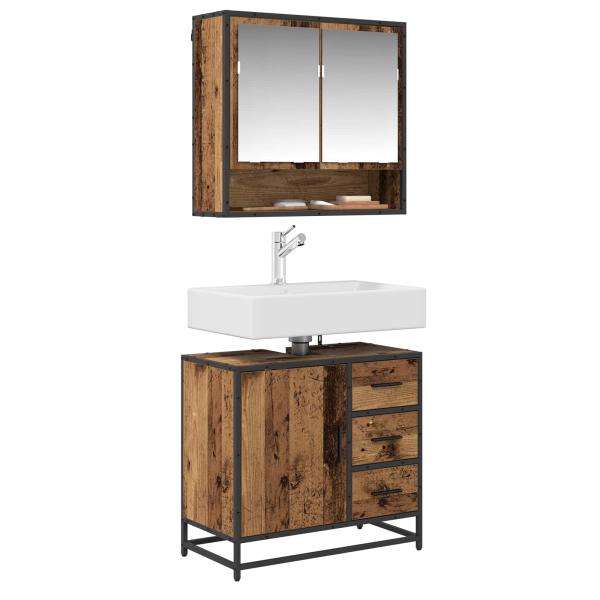 Badezimmermöbel-Set 2 stk. Altholz 65 x 33 x 60 cm