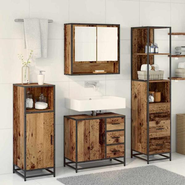 Badezimmermöbel-Set 3 Stk. Altholz Holzwerkstoff