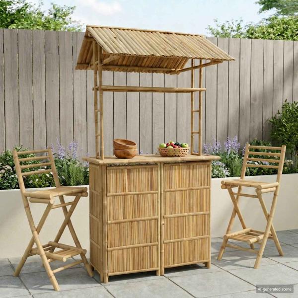 ARDEBO.de - Outdoor Bartisch Natur 115 x 95 x 214 cm Bambus