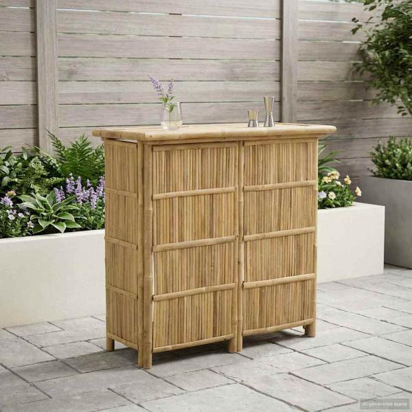 ARDEBO.de - Outdoor Bartisch Natur 115 x 55 x 105 cm Bambus