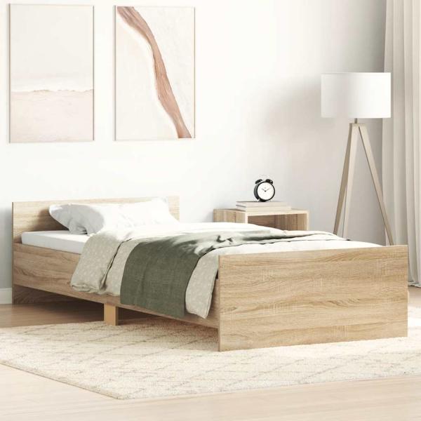 ARDEBO.de - Bettgestell ohne Matratze Sonoma-Eiche 75x190 cm Holzwerkstoff
