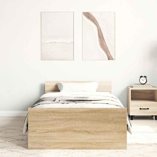 Bettgestell ohne Matratze Sonoma-Eiche 75x190 cm Holzwerkstoff