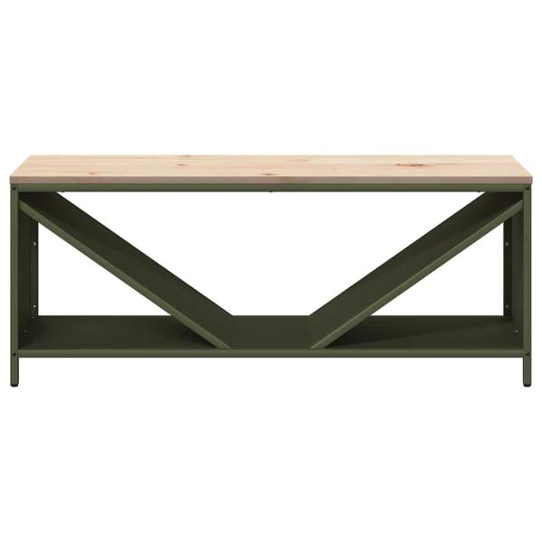 Brennholzregal mit Holzplatte Olivgrün 100,5x35,5x40 cm