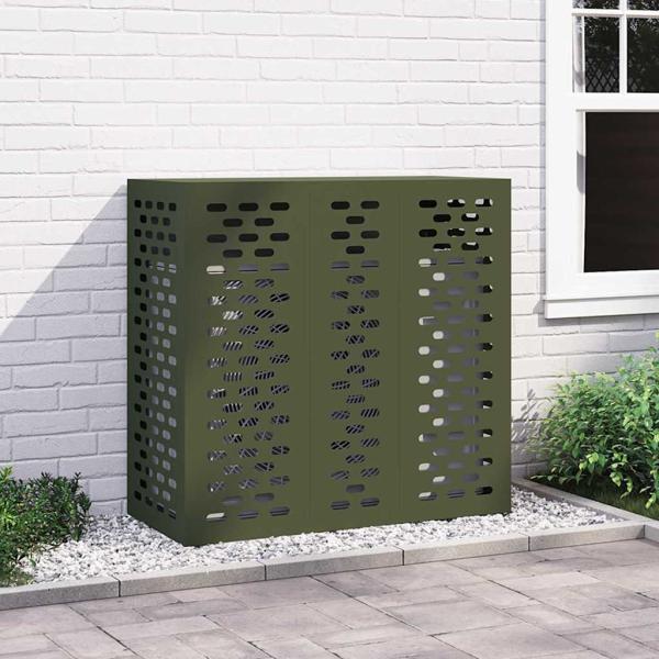 ARDEBO.de - Klimaanlagenabdeckung Olivgrün 110 x 50 x 105 cm Stahl