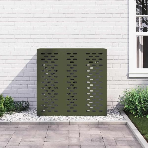 Klimaanlagenabdeckung Olivgrün 110 x 50 x 105 cm Stahl