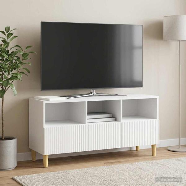 ARDEBO.de - TV-Schränk 102 x 34,5 x 50 cm Hochglanz Weiß Holzwerkstoff