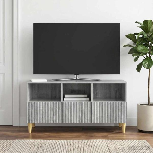 ARDEBO.de - TV-Schränk 102 x 34,5 x 50 cm Sonoma-Grau Holzwerkstoff