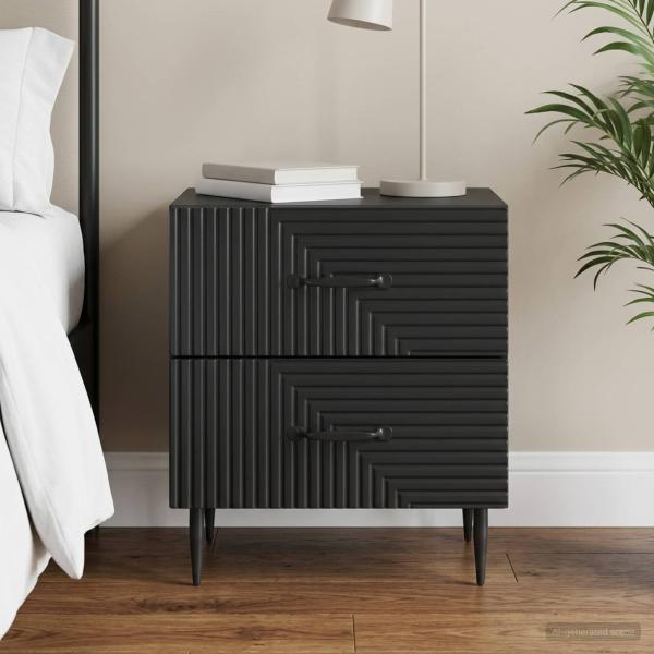 ARDEBO.de - Nachttisch Schwarz 43 x 34,5 x 47,5 cm Holzwerkstoff