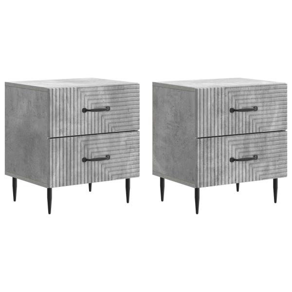 Nachttisch 2 Stk. Betongrau 43 x 34,5 x 47,5 cm Holzwerkstoff