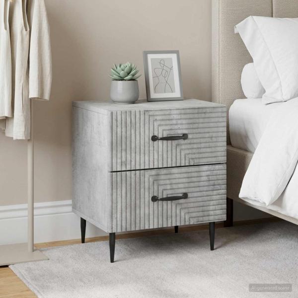 Nachttisch 2 Stk. Betongrau 43 x 34,5 x 47,5 cm Holzwerkstoff