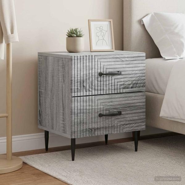ARDEBO.de - Nachttisch 2 Stk. Sonoma-Grau 43 x 34,5 x 47,5 cm Holzwerkstoff