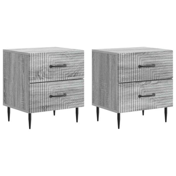 Nachttisch 2 Stk. Sonoma-Grau 43 x 34,5 x 47,5 cm Holzwerkstoff