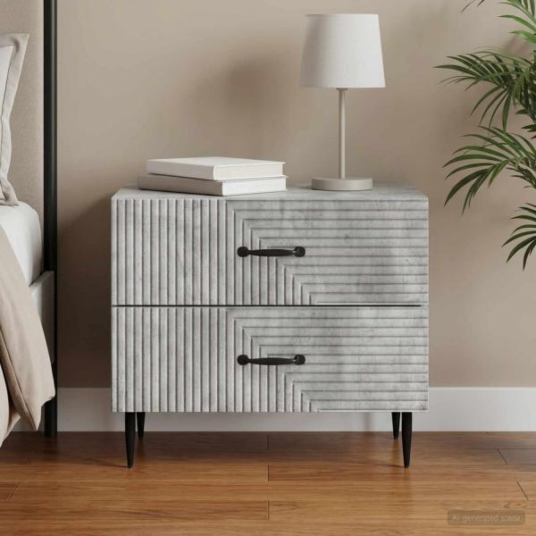 ARDEBO.de - Nachttisch Betongrau 62 x 34,5 x 47,5 cm Holzwerkstoff