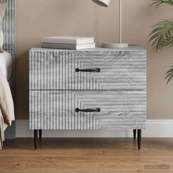 ARDEBO.de - Nachttisch Graues Sonoma 62 x 34,5 x 47,5 cm Holzwerkstoff
