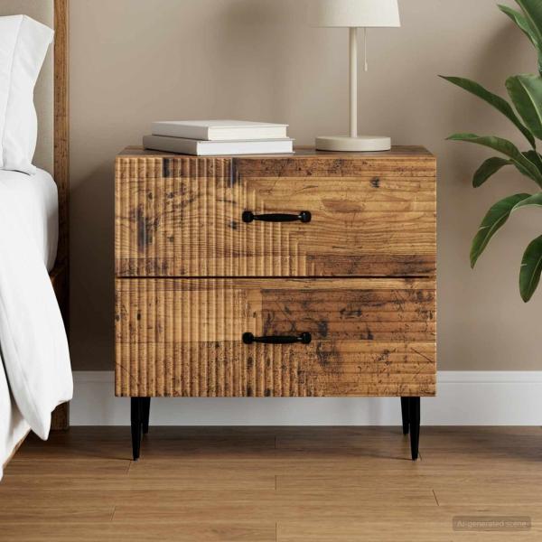 ARDEBO.de - Nachttisch Altholz 62 x 34,5 x 47,5 cm Holzwerkstoff