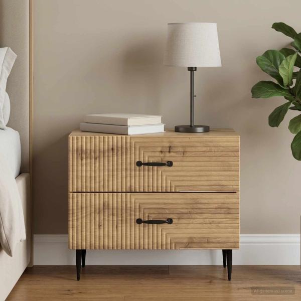ARDEBO.de - Nachttisch Artisan-Eiche 62 x 34,5 x 47,5 cm Holzwerkstoff