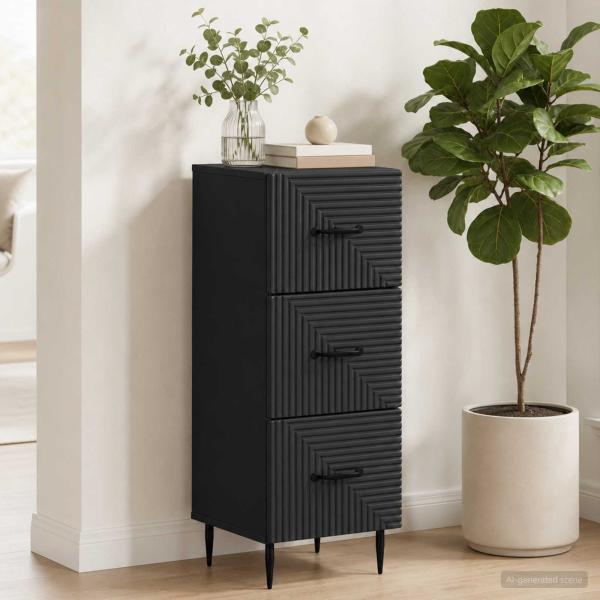 ARDEBO.de - Schubladenschrank Schwarz 33 x 34,5 x 89,5 cm Holzwerkstoff
