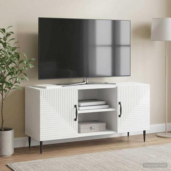 ARDEBO.de - TV-Schränk Hochglanz Weiß 102 x 34,5 x 50 cm Holzwerkstoff