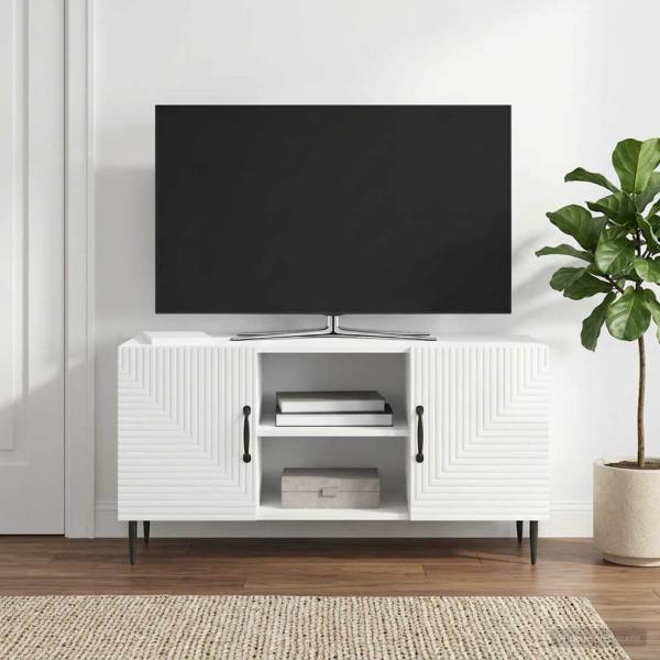 TV-Schränk Hochglanz Weiß 102 x 34,5 x 50 cm Holzwerkstoff