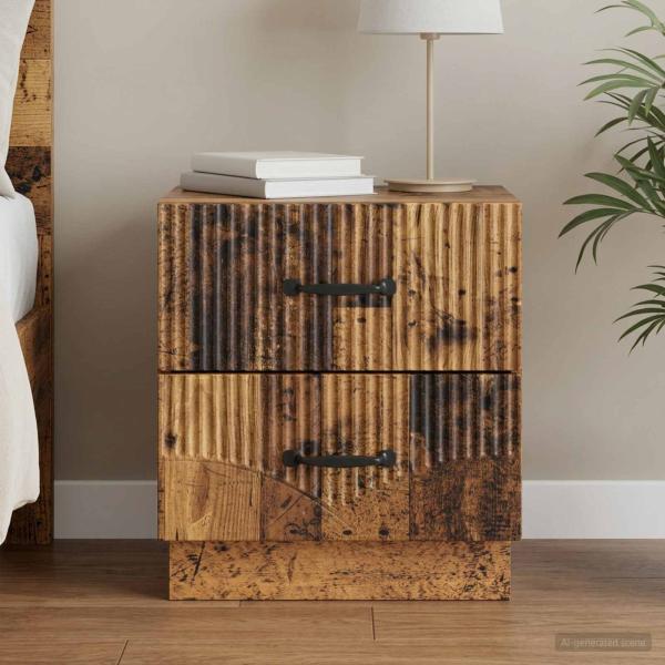 ARDEBO.de - Nachttisch Altholz 43 x 34,5 x 44,5 cm Holzwerkstoff