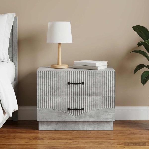 ARDEBO.de - Nachttisch Betongrau 62 x 34,5 x 44,5 cm Holzwerkstoff