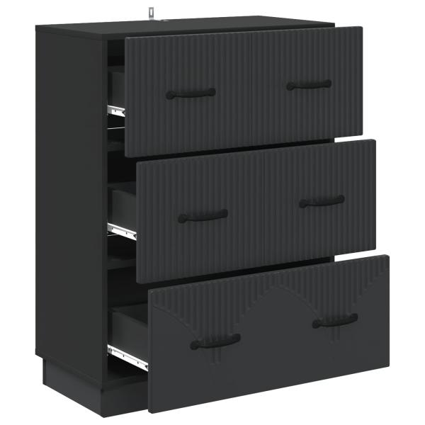 Schubladenschrank Schwarz 66 x 34,5 x 87 cm Holzwerkstoff