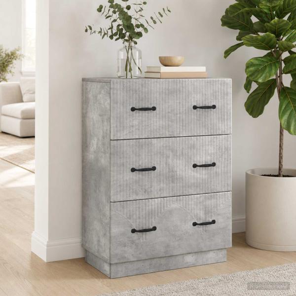 ARDEBO.de - Schubladenschrank Betongrau 66 x 34,5 x 87 cm Holzwerkstoff